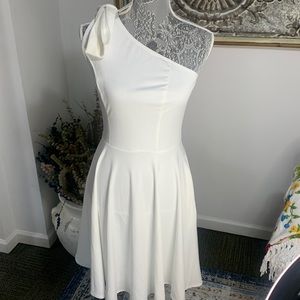 Women one shoulder cocktail dress white